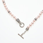 Sterling Silver + 18K Dragon Head Shell Pearl Necklace // 18" // Pink