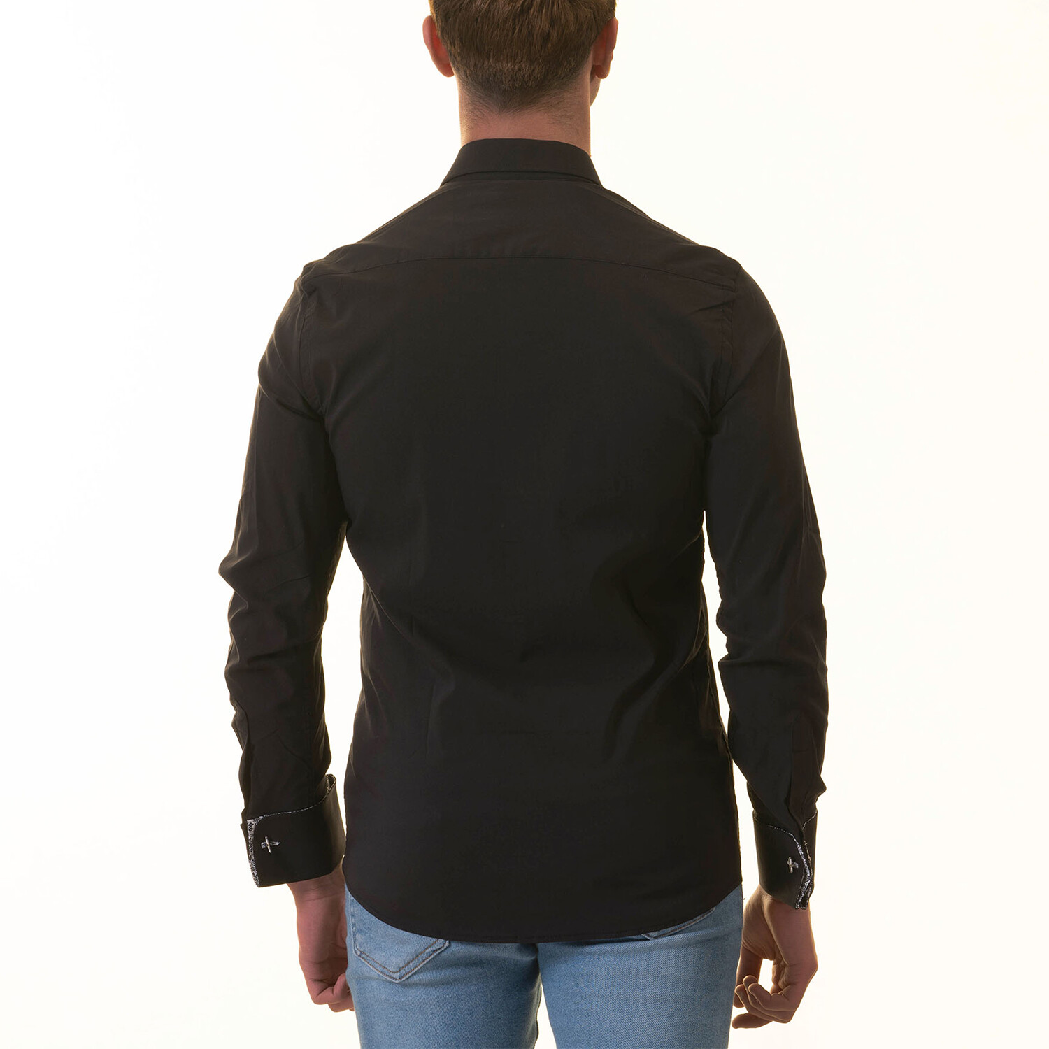 Geometric Print Lined French Cuff Dress Shirt // Black + White (XL ...