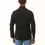 Geometric Print Lined French Cuff Dress Shirt // Black + White (XL)