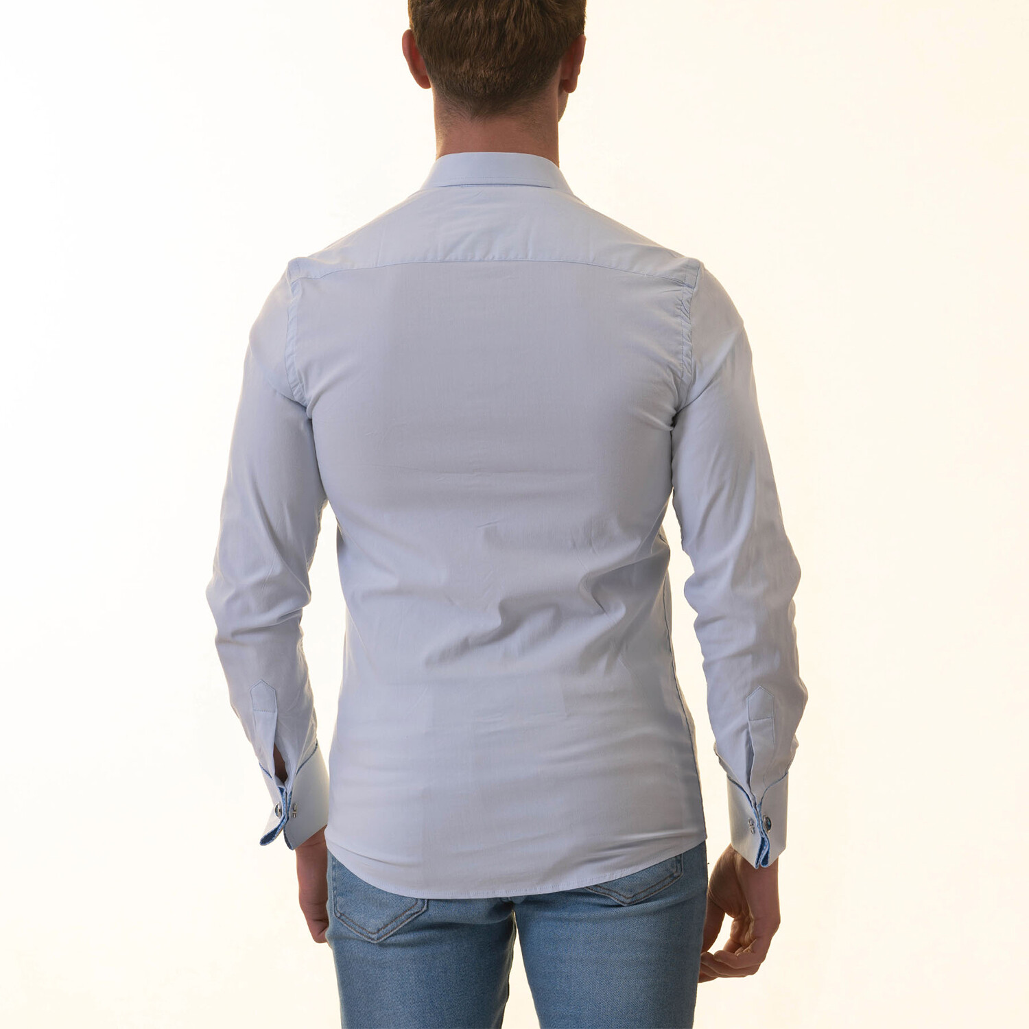 Checkered Print Lined French Cuff Dress Shirt // White + Blue (XL ...