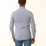 Reversible French Cuff Dress Shirt // White + Blue Checkered Print (M)