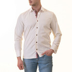 Reversible French Cuff Dress Shirt // White + Red Floral Lined (L)