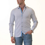 Reversible French Cuff Dress Shirt // White + Blue Checkered Print (XL)