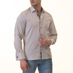 Reversible French Cuff Dress Shirt // Creme + Black + White Geometric Print (XL)