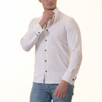 Reversible French Cuff Dress Shirt // White + Black Floral Lined (L)