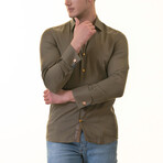 Contrast Pattern French Cuff Dress Shirt // Green + Navy (L)