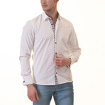 Reversible French Cuff Dress Shirt // White + Black Geometric Print Lined (5XL)