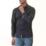 Reversible French Cuff Dress Shirt // Navy + White Floral Lined (M)