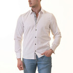 Reversible French Cuff Dress Shirt // White + Black Geometric Print Lined (L)
