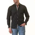 Reversible French Cuff Dress Shirt // White + Black Checkered Print (M)