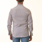 Reversible French Cuff Dress Shirt // Creme + Black + White Geometric Print (L)