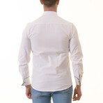 Geometric Print Lined French Cuff Dress Shirt // White + Black (4XL)