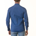 Geometric Print Lined French Cuff Dress Shirt // Royal Blue + White (M)