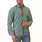 Reversible French Cuff Dress Shirt // Green Contrast Pattern (S)