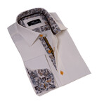 Floral Lined French Cuff Dress Shirt // White + Multi (M)
