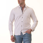 European Made & Designed Reversible Cuff French Cuff Dress Shirt // Style 2 // White + Black (L)