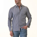 Floral Lined French Cuff Dress Shirt // Gray + Blue + Multi (M)