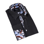 Reversible French Cuff Dress Shirt // Black + White Tropical Lined (L)