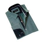 Reversible French Cuff Dress Shirt // Green Contrast Pattern (M)