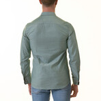Reversible French Cuff Dress Shirt // Green Contrast Pattern (M)