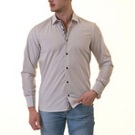 Reversible French Cuff Dress Shirt //White + Black Contrast Pattern Style 2 (3XL)