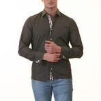 Reversible French Cuff Dress Shirt // Black + White Tropical Lined (M)