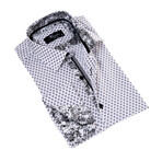 Reversible French Cuff Dress Shirt //White + Black Contrast Pattern Style 2 (M)