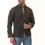 Reversible French Cuff Dress Shirt // Black + White Tropical Lined (M)