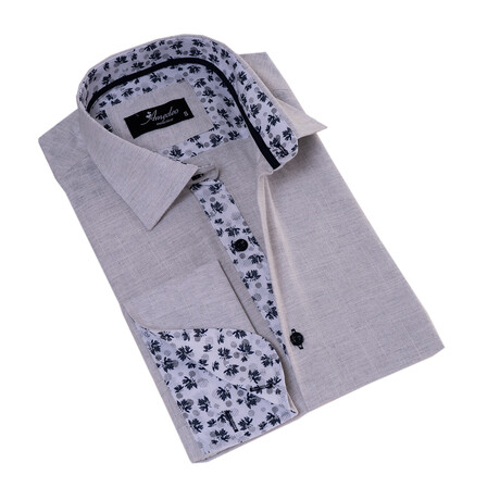 Reversible French Cuff Dress Shirt // Creme Floral Lined (XS)