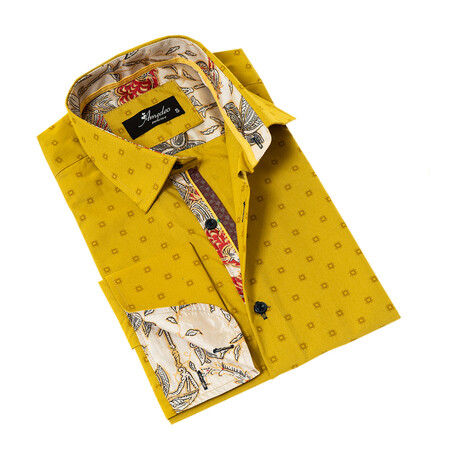 European Made & Designed Reversible Cuff French Cuff Dress Shirt // Mustard (S)