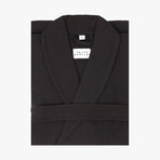 Waffle Knit Bathrobe // Black (Small/Medium)