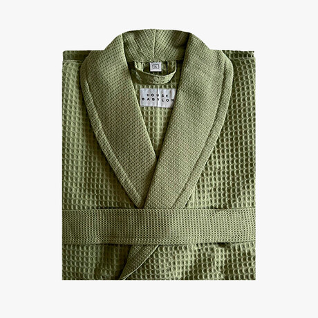 Waffle Knit Bathrobe // Laurel Green (Small/Medium)