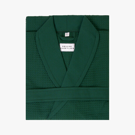 Waffle Knit Bathrobe // Green (Small/Medium)