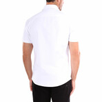 Windowpane Texture Short-Sleeve Button-Up Shirt V2 // White (XS)