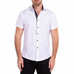 Paisley Short-Sleeve Button-Up Shirt // White (M)