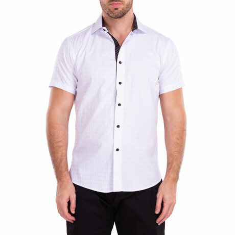 Diamond Short-Sleeve Button-Up Shirt // White (XS)