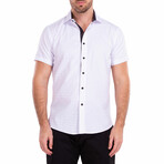 Diamond Short-Sleeve Button-Up Shirt // White (L)