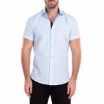 Paisley Short-Sleeve Button-Up Shirt // Turquoise (M)