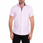 Diamond Short-Sleeve Button-Up Shirt // Pink (L)