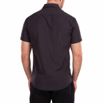 Geometric Short-Sleeve Button-Up Shirt // Black (S)