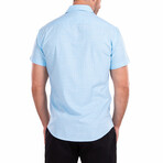 Dotted Short-Sleeve Button-Up Shirt // Blue (L)