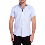 Diamond Short-Sleeve Button-Up Shirt // Light Blue (XS)