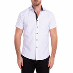 Dotted Short-Sleeve Button-Up Shirt // White (XL)