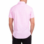 Dotted Short-Sleeve Button-Up Shirt // Pink (2XL)