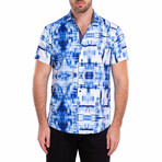 Abstract Short-Sleeve Button-Up Shirt // Black (XL)