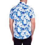 Ink Splash Short-Sleeve Button-Up Shirt // Navy (L)