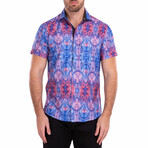 Kaleidoscope Short-Sleeve Button-Up Shirt // Blue (XS)