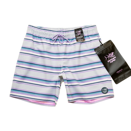 Boardwalk Stripes Pool Shorts // Oyster Mushroom (S)