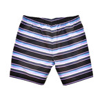 Boardwalk Stripes Pool Shorts // Black (S)