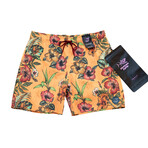Tropical Flowers Pool Shorts // Apricot (S)